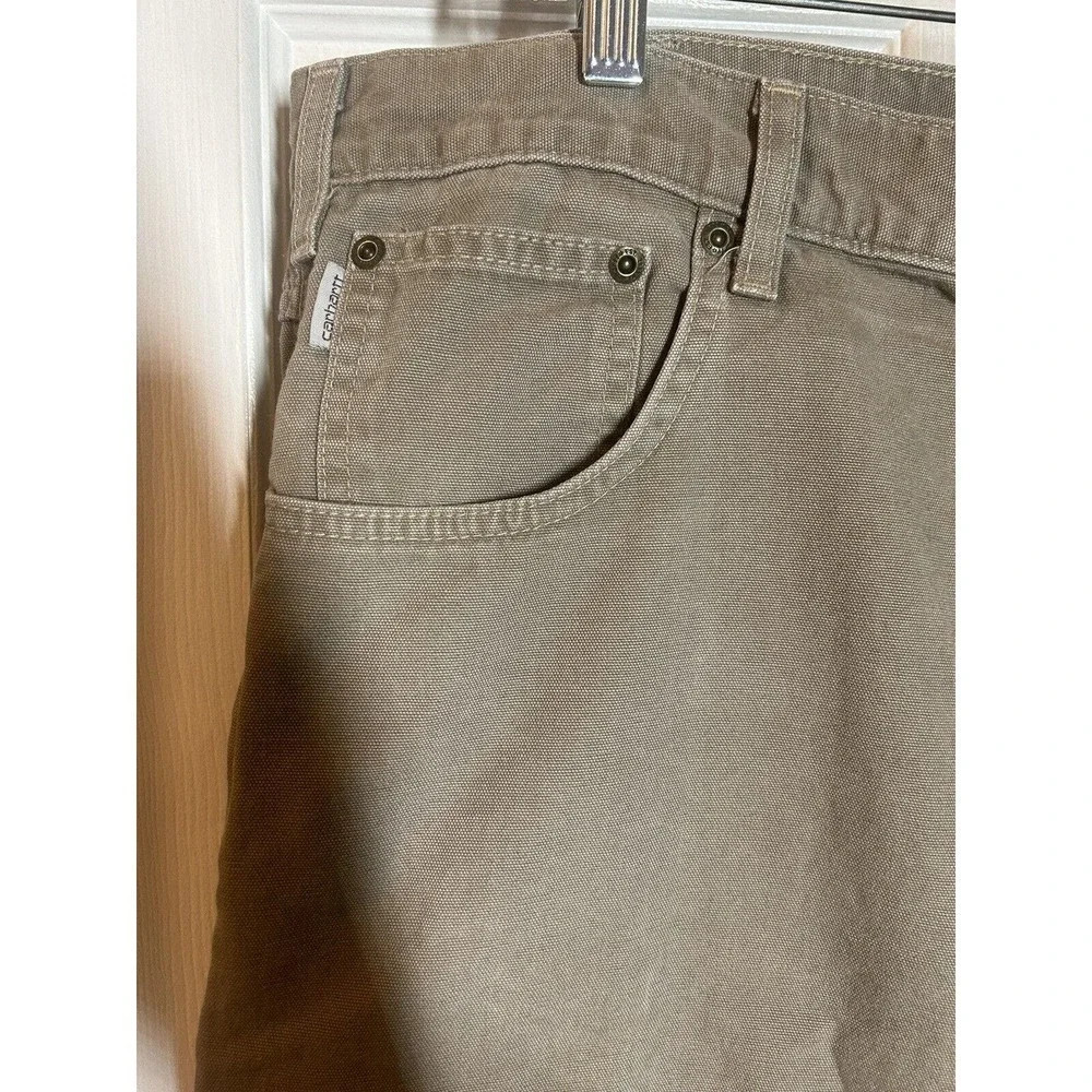 Carhartt Mens Carpenter Jeans Brown Denim Loose Fit Pockets Cotton 40x32 - Picture 9 of 12